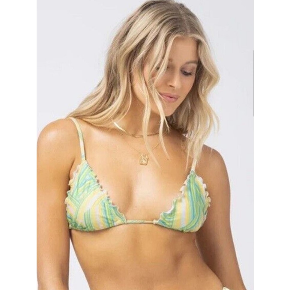 L*Space Maggie Triangle Bikini Top In Over The Edge Yellow Green Size Xs Nwt